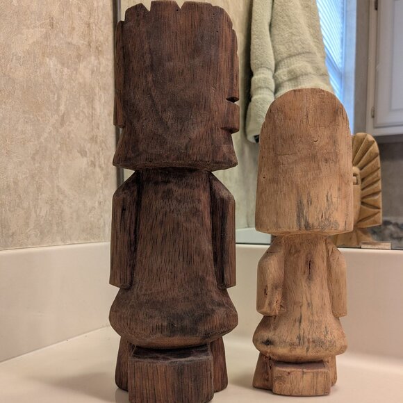 Vintage Wood Mayan Figures from Mexico - Picture 2 of 6